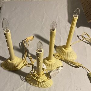 Vintage Set of Four Cream Electric Candlestick Lamps